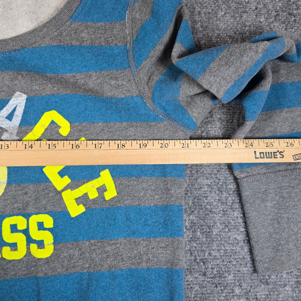American Eagle Outfitters Striped Sweatshirt Blue Gray Yellow Logo‎ XL TG - Picture 6 of 12